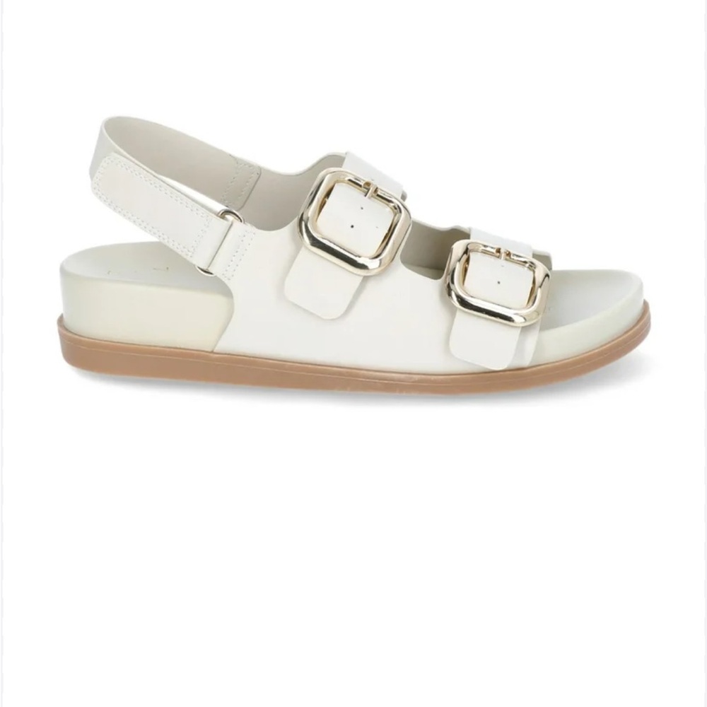 Women's Cream Dad Sandals with Gold Buckles, NWT, size 6